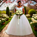 Elegant Plus Size Women  Short Sleeves  Wedding Gown