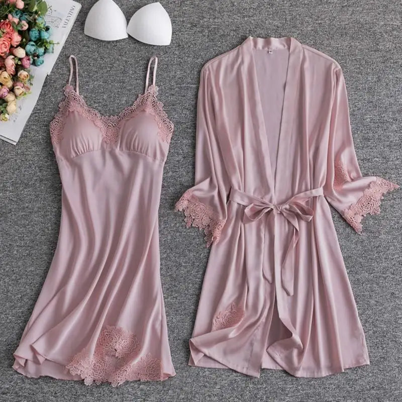 White Lace Bridal Robe Set | Kimono Sleepwear for Bride & Bridesmaids — Lightweight Summer Loungewear