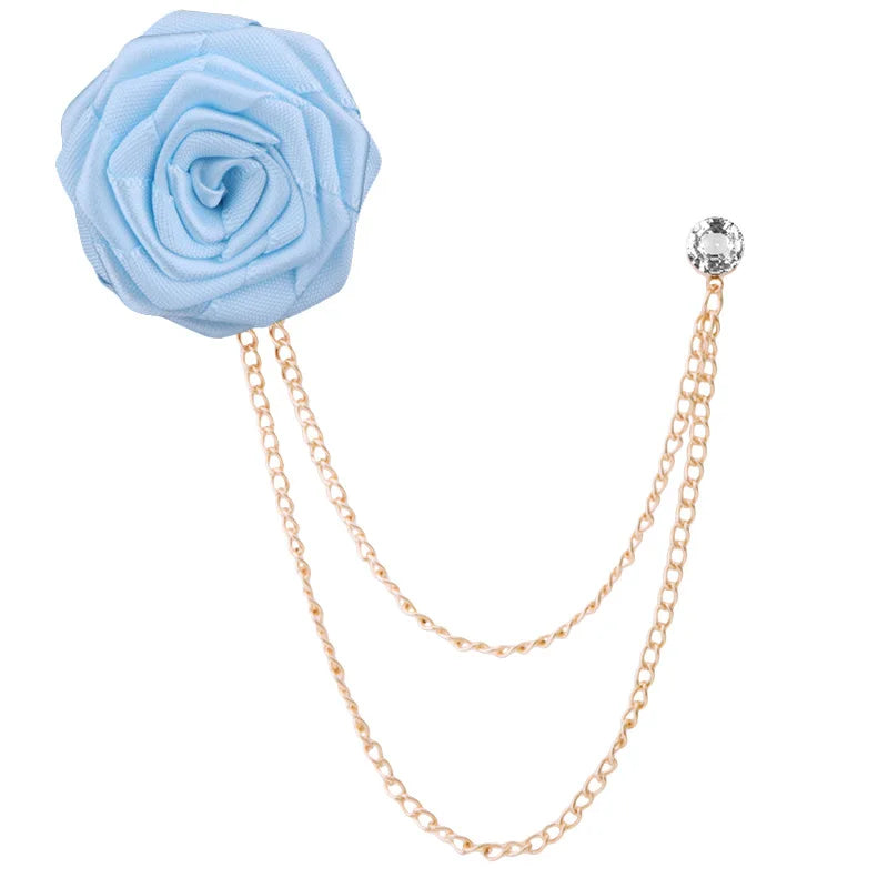 Handmade Rose Flower Brooch Lapel Pin – Groom & Groomsmen Wedding Suit Accessory