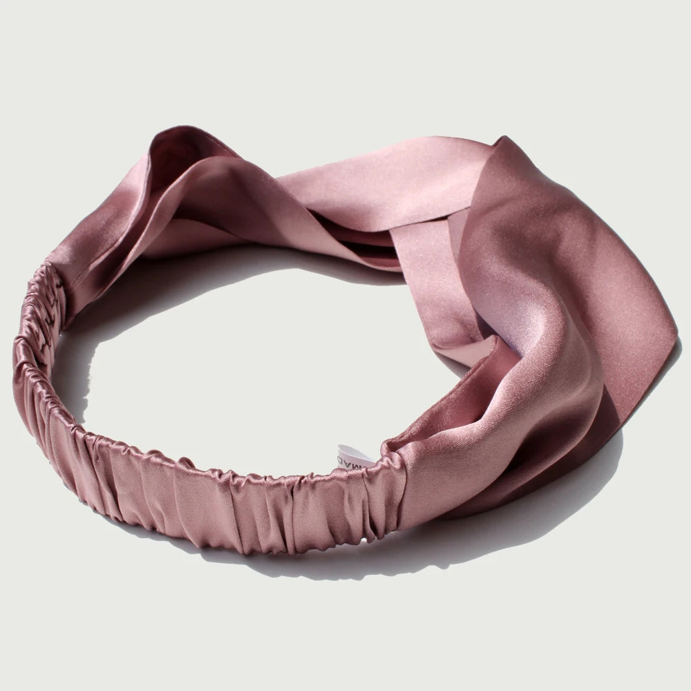 Luxury 100% Mulberry Silk Headband — Vintage Cross Hair Wrap for Women