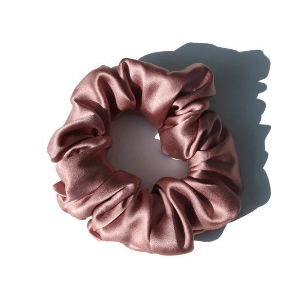 100% Mulberry Silk Hair Scrunchies — Soft Elastic Ponytail Holders for Women