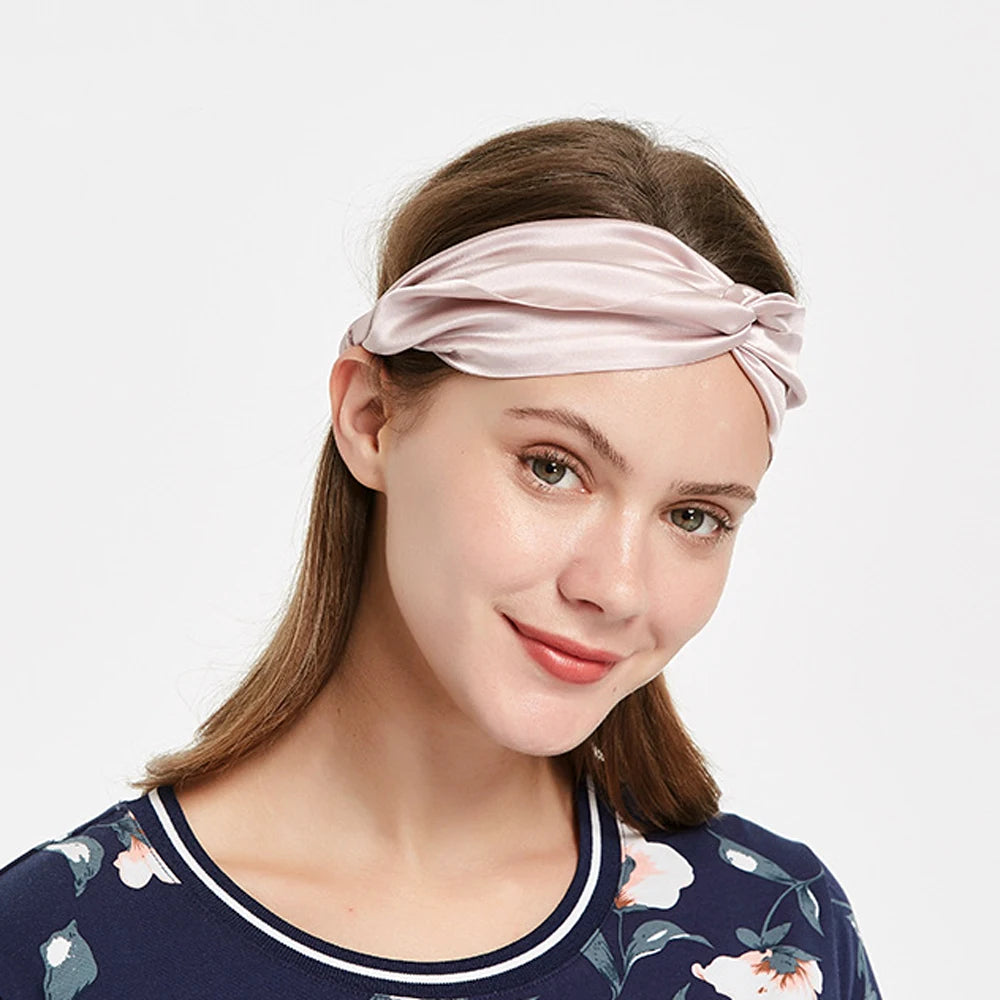 Luxury 100% Mulberry Silk Headband — Vintage Cross Hair Wrap for Women