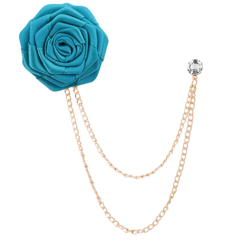Handmade Rose Flower Brooch Lapel Pin – Groom & Groomsmen Wedding Suit Accessory