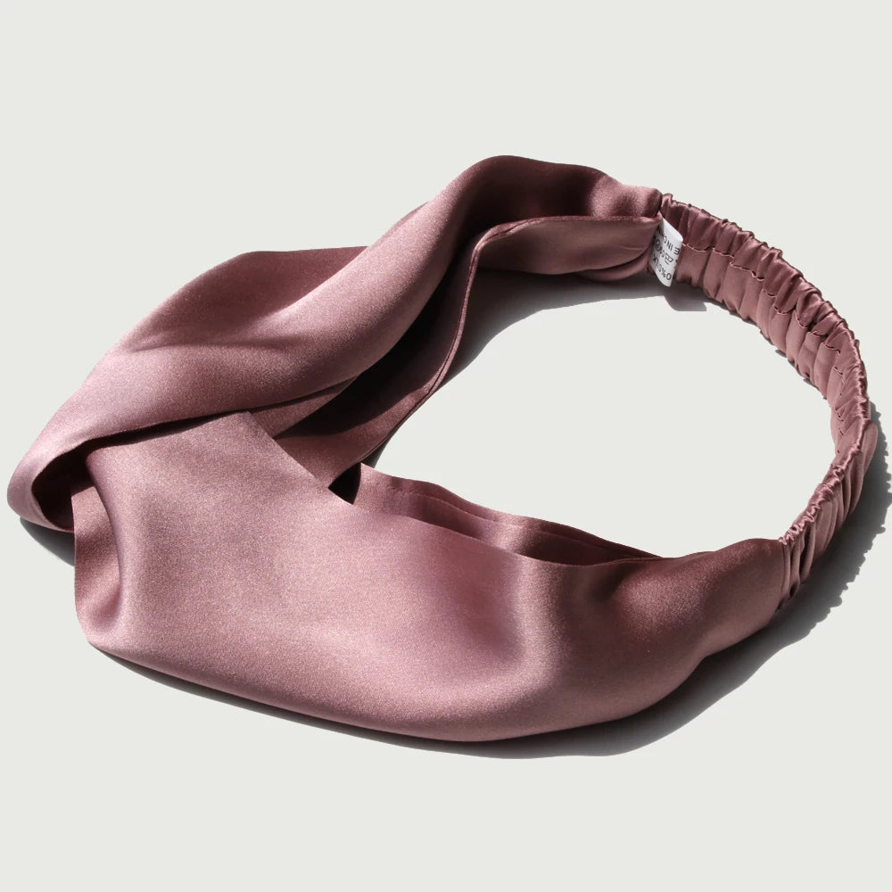 Luxury 100% Mulberry Silk Headband — Vintage Cross Hair Wrap for Women