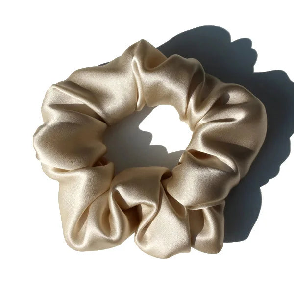 100% Mulberry Silk Hair Scrunchies — Soft Elastic Ponytail Holders for Women
