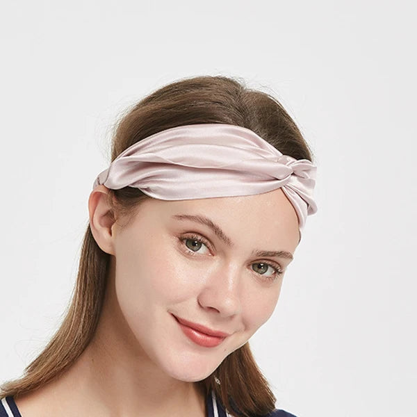 Luxury 100% Mulberry Silk Headband — Vintage Cross Hair Wrap for Women