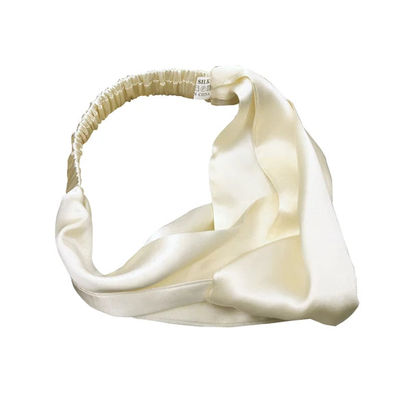 Luxury 100% Mulberry Silk Headband — Vintage Cross Hair Wrap for Women