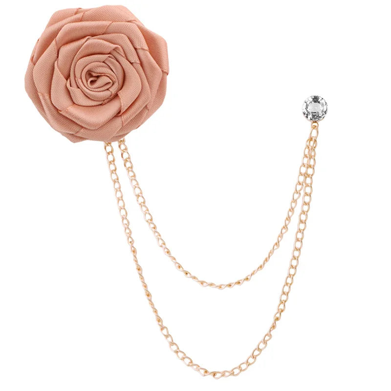 Handmade Rose Flower Brooch Lapel Pin – Groom & Groomsmen Wedding Suit Accessory