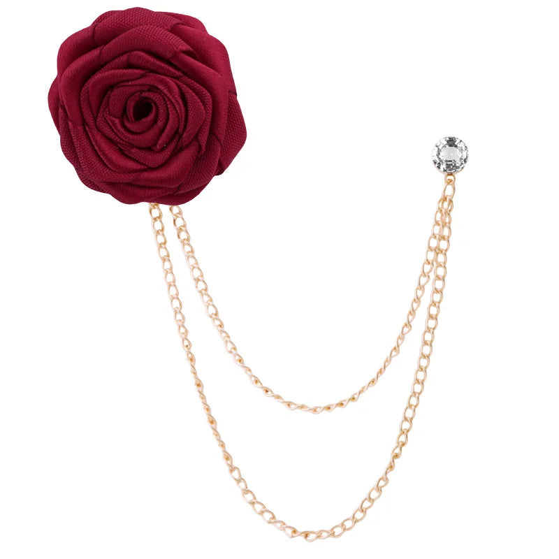 Handmade Rose Flower Brooch Lapel Pin – Groom & Groomsmen Wedding Suit Accessory