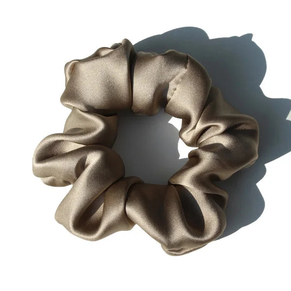 100% Mulberry Silk Hair Scrunchies — Soft Elastic Ponytail Holders for Women