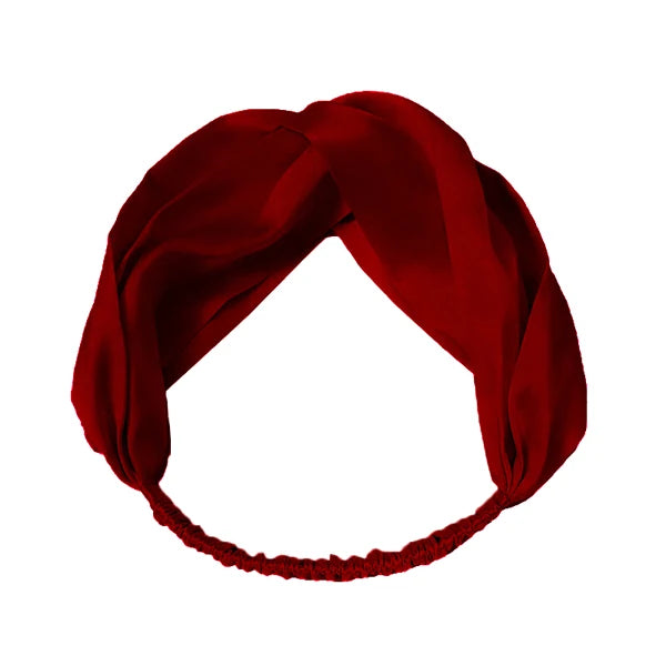 Luxury 100% Mulberry Silk Headband — Vintage Cross Hair Wrap for Women