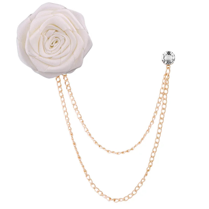 Handmade Rose Flower Brooch Lapel Pin – Groom & Groomsmen Wedding Suit Accessory