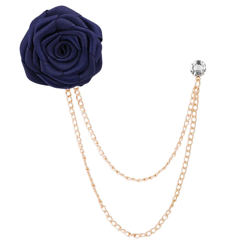 Handmade Rose Flower Brooch Lapel Pin – Groom & Groomsmen Wedding Suit Accessory