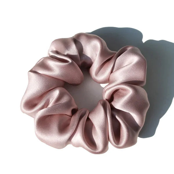 100% Mulberry Silk Hair Scrunchies — Soft Elastic Ponytail Holders for Women