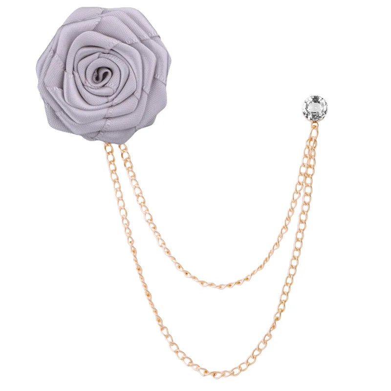 Handmade Rose Flower Brooch Lapel Pin – Groom & Groomsmen Wedding Suit Accessory