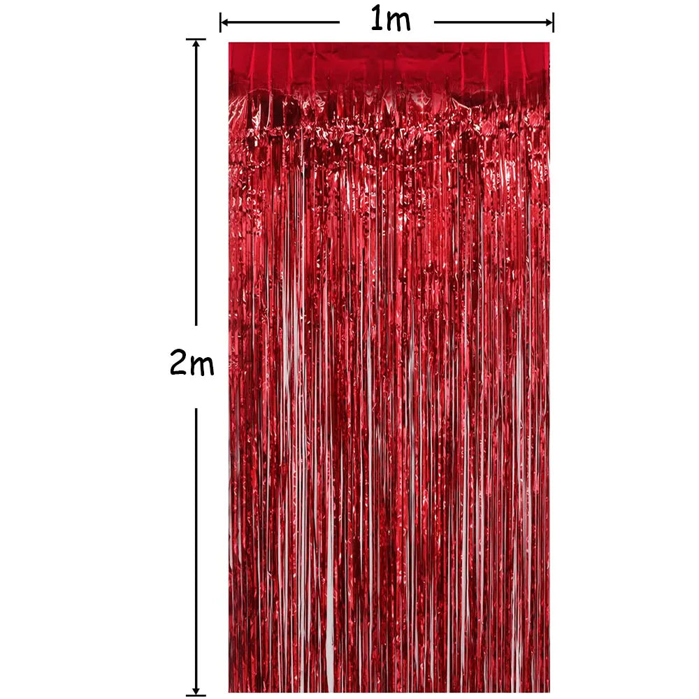 3-Pack Metallic Foil Tinsel Fringe Curtains | Glitter Party Backdrop for Bachelorette, Bridal Shower & Wedding Décor