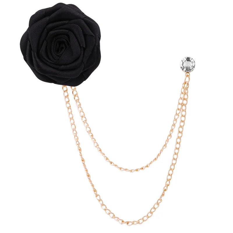 Handmade Rose Flower Brooch Lapel Pin – Groom & Groomsmen Wedding Suit Accessory
