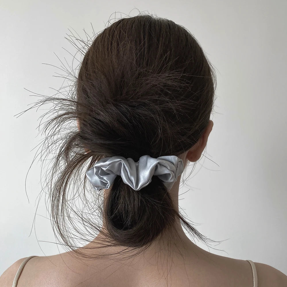 100% Mulberry Silk Hair Scrunchies — Soft Elastic Ponytail Holders for Women