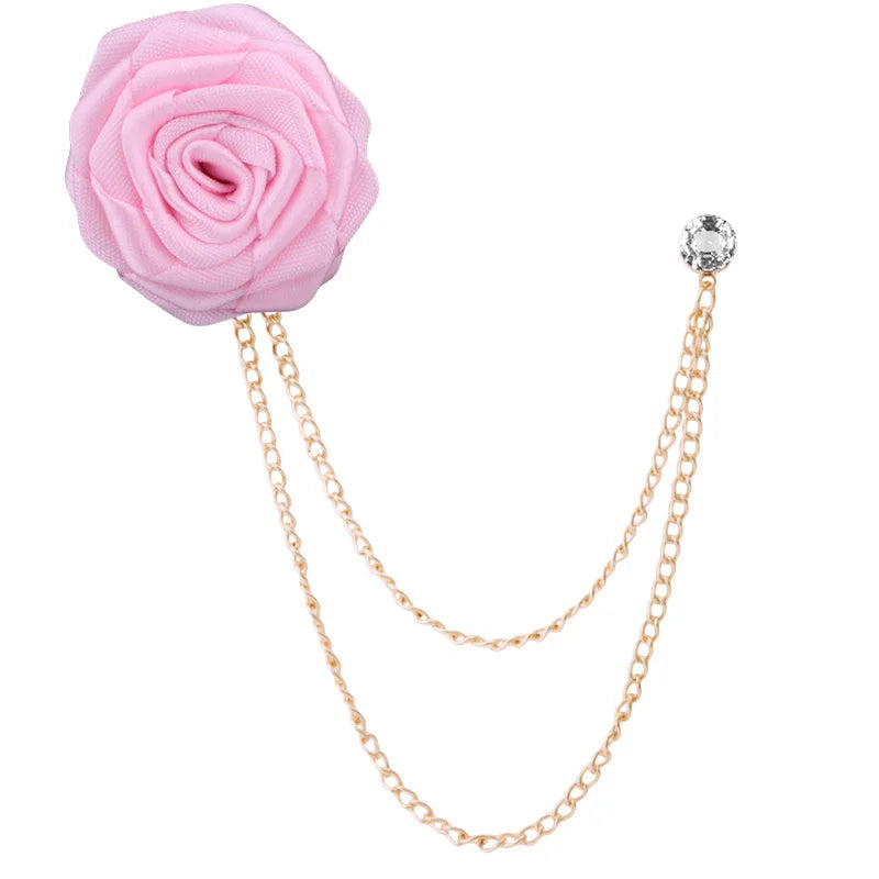 Handmade Rose Flower Brooch Lapel Pin – Groom & Groomsmen Wedding Suit Accessory