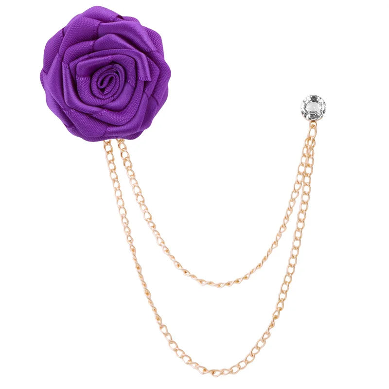 Handmade Rose Flower Brooch Lapel Pin – Groom & Groomsmen Wedding Suit Accessory