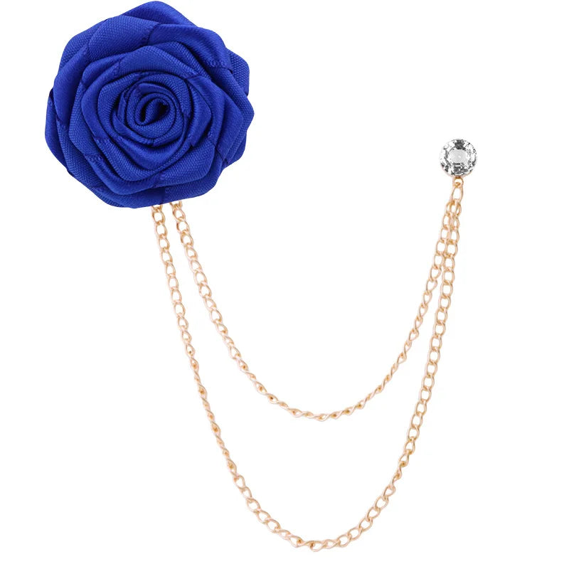 Handmade Rose Flower Brooch Lapel Pin – Groom & Groomsmen Wedding Suit Accessory