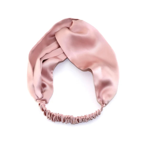 Luxury 100% Mulberry Silk Headband — Vintage Cross Hair Wrap for Women