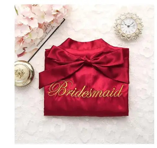 Floral Kimono Bridesmaid Robe | Short Satin Bridal Dressing Gown