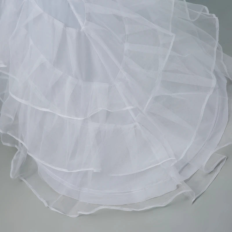 Bridal Crinoline Petticoat Underskirt | 2-Hoop Chapel Train | White & Black
