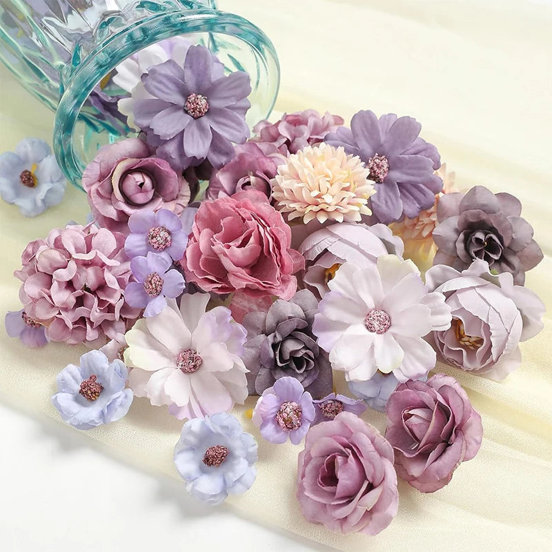 Purple Silk Rose Flower Heads – Set of 20 | Wedding & Bridal DIY Décor