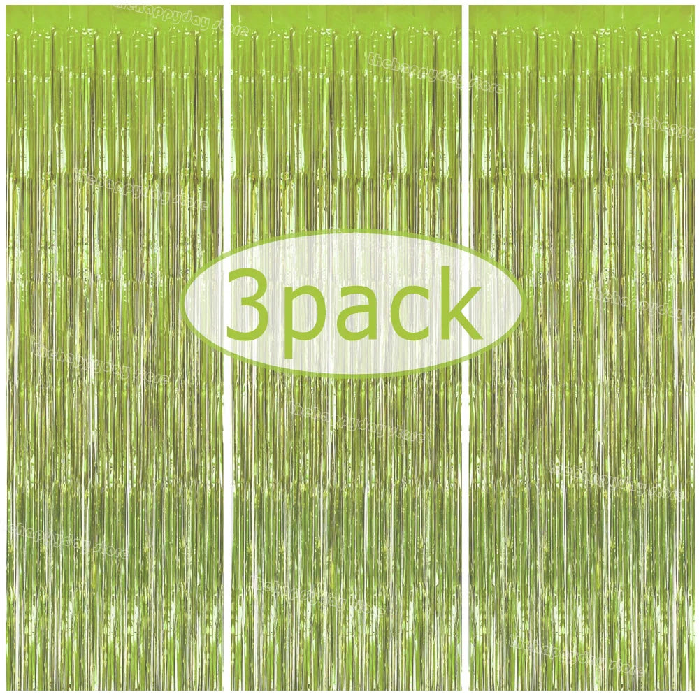 3-Pack Metallic Foil Tinsel Fringe Curtains | Glitter Party Backdrop for Bachelorette, Bridal Shower & Wedding Décor