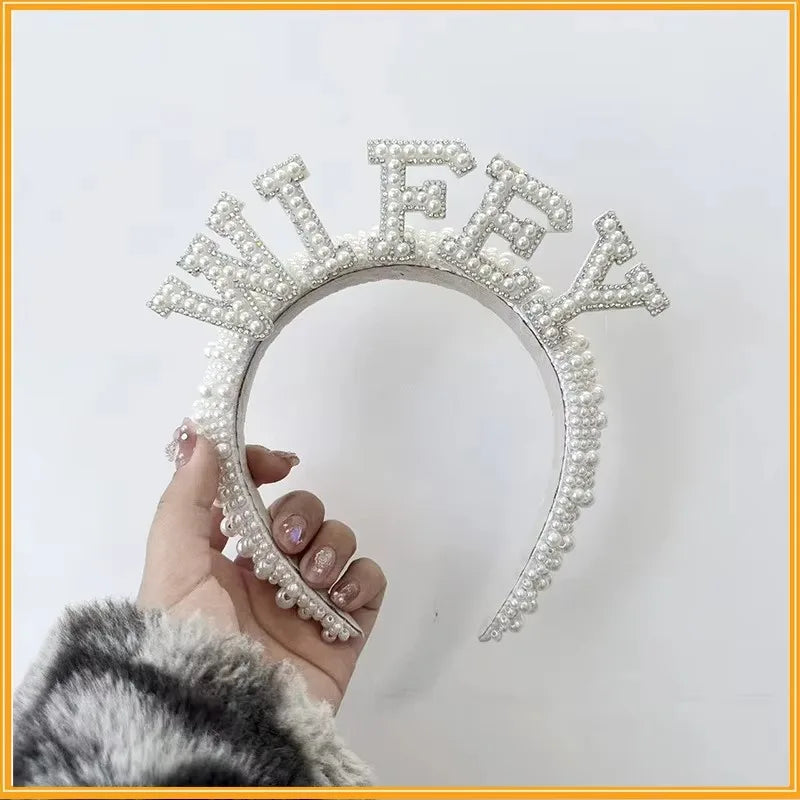 Bride To Be Pearl Crown Headband | Bridal Shower & Bachelorette Party Hair Accessory