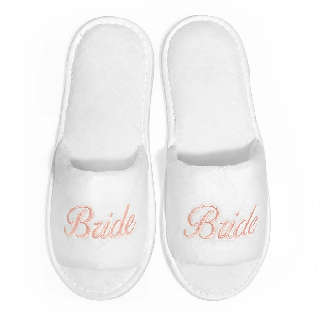 Bridal Party Slippers – Open-Toe Slide-On Wedding Shoes for Bride & Bridesmaids