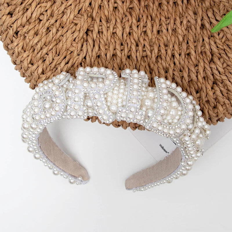 Bride To Be Pearl Crown Headband | Bridal Shower & Bachelorette Party Hair Accessory