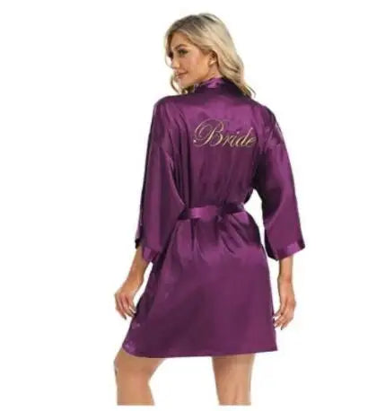 Floral Kimono Bridesmaid Robe | Short Satin Bridal Dressing Gown