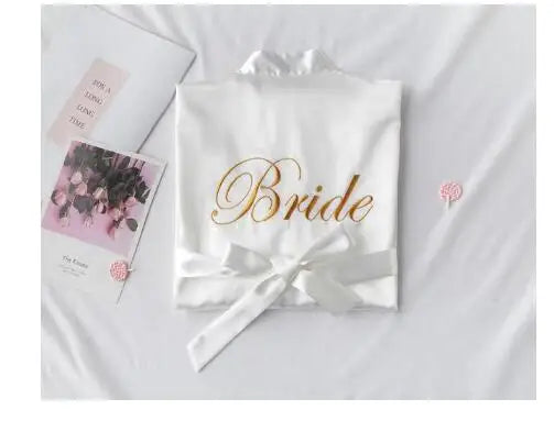 Floral Kimono Bridesmaid Robe | Short Satin Bridal Dressing Gown