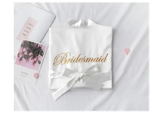 Floral Kimono Bridesmaid Robe | Short Satin Bridal Dressing Gown