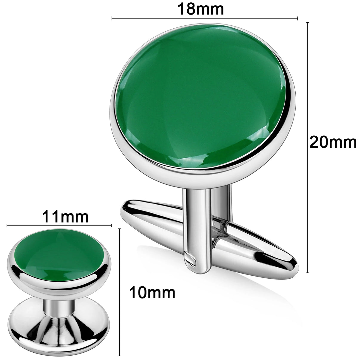 HAWSON Men’s Cufflinks & Tuxedo Studs Set – Black & Silver Wedding Formal Accessories