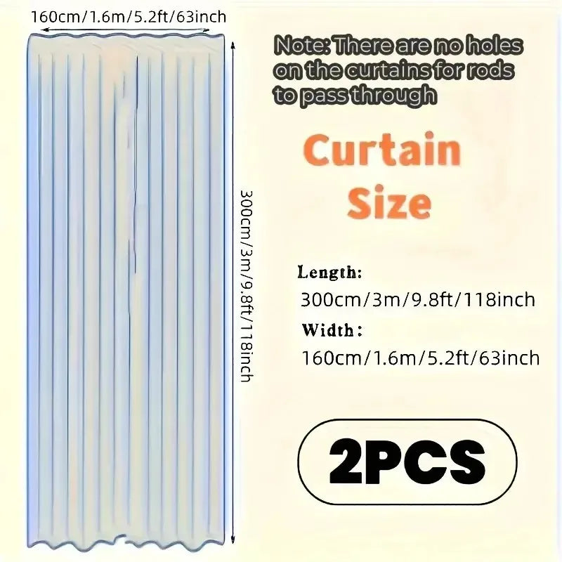 Tulle Backdrop Curtains with Fairy Lights – 3-Piece Wedding & Bridal Shower Decor Set