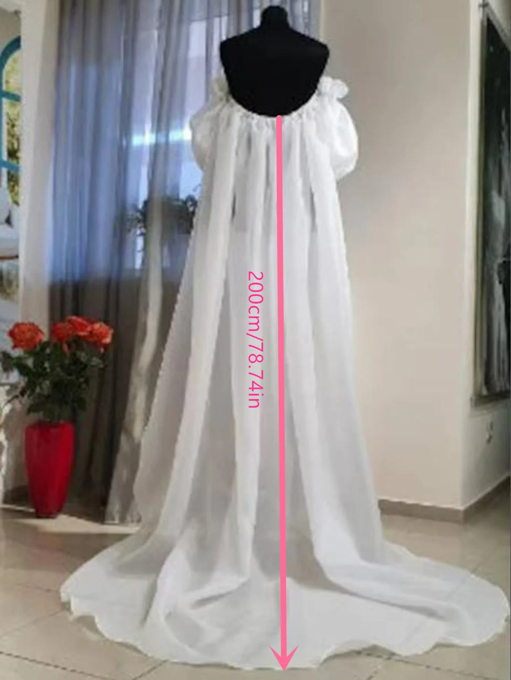 Bridal Organza Wrap with Sleeves – Elegant Wedding Cape for Ceremony, Travel & Photography