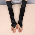 Elegant Stretch Satin Opera Gloves – Long Fingerless Bridal Gloves for Women