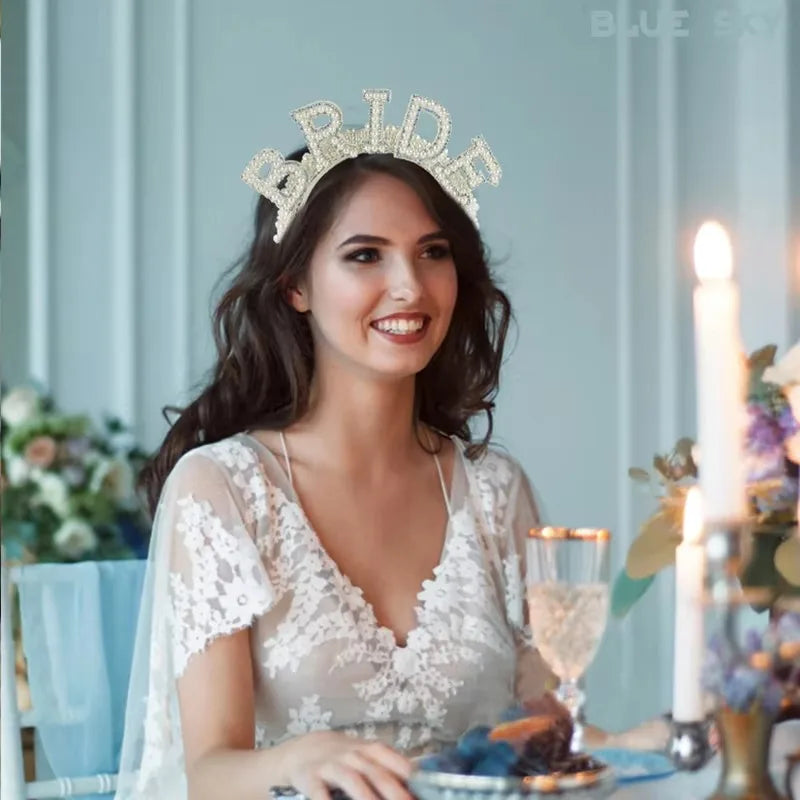 Bride To Be Pearl Crown Headband | Bridal Shower & Bachelorette Party Hair Accessory