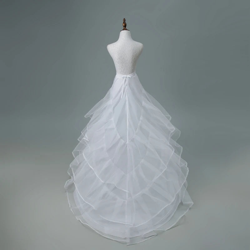 Bridal Crinoline Petticoat Underskirt | 2-Hoop Chapel Train | White & Black