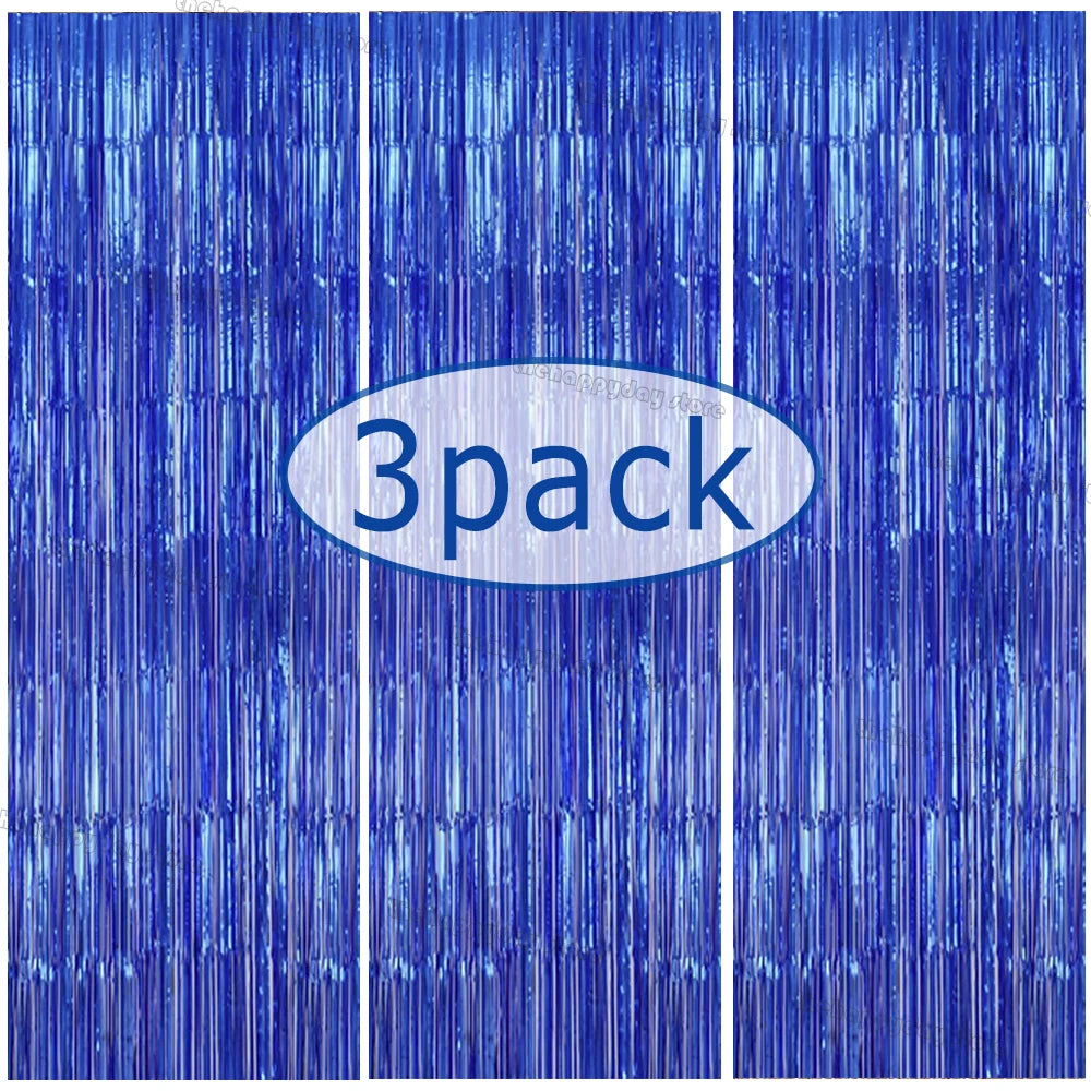 3-Pack Metallic Foil Tinsel Fringe Curtains | Glitter Party Backdrop for Bachelorette, Bridal Shower & Wedding Décor