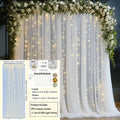 Tulle Backdrop Curtains with Fairy Lights – 3-Piece Wedding & Bridal Shower Decor Set