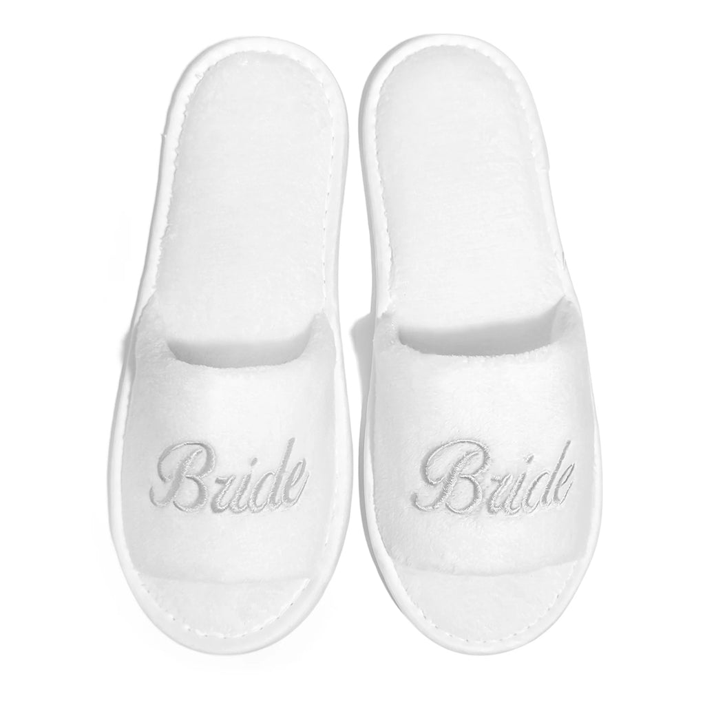 Bridal Party Slippers – Open-Toe Slide-On Wedding Shoes for Bride & Bridesmaids