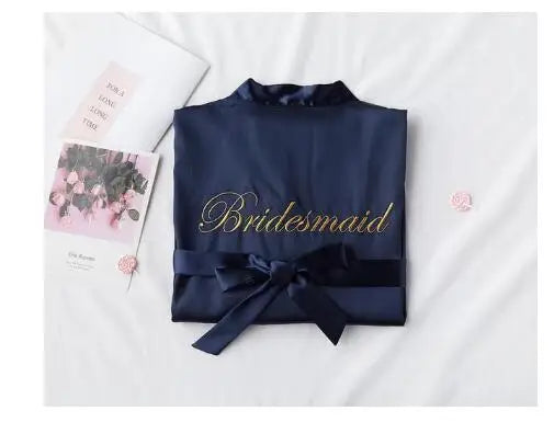 Floral Kimono Bridesmaid Robe | Short Satin Bridal Dressing Gown