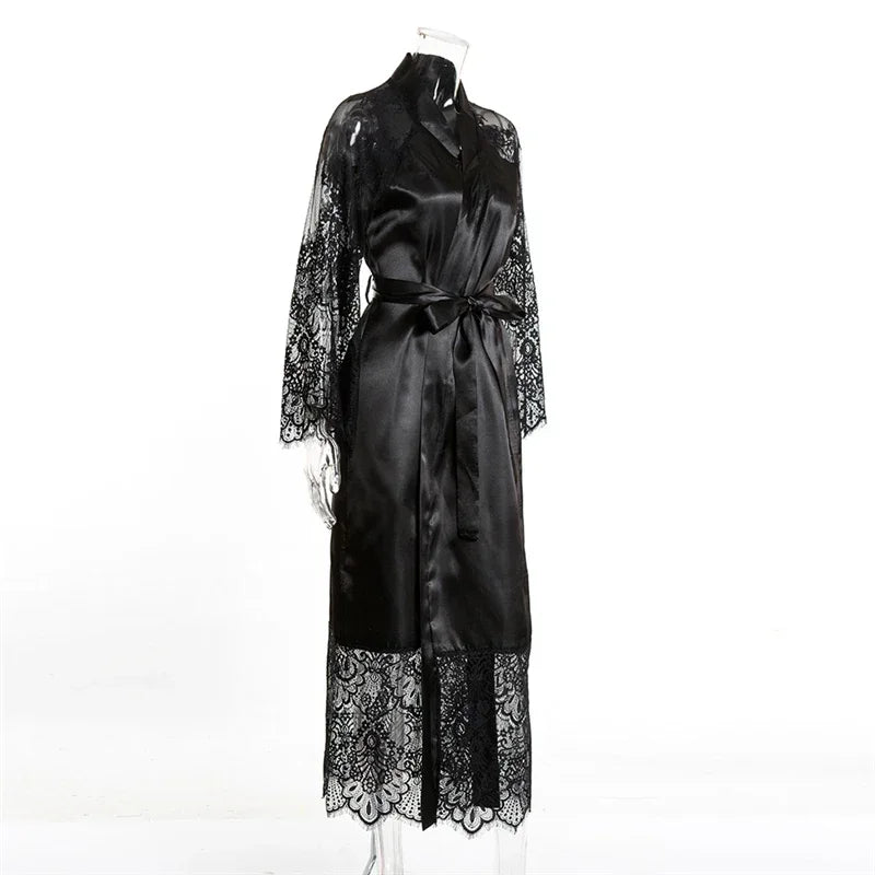 Satin Kimono Bridesmaid Robe | Long Ankle-Length Bridal Party Robe