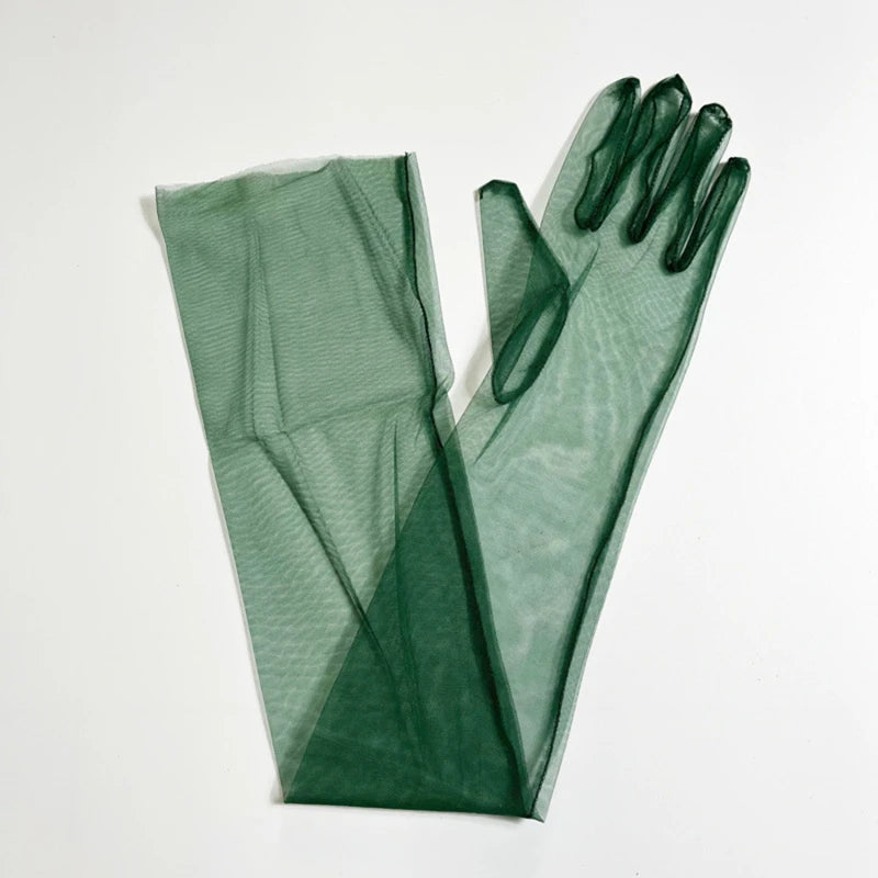 Women's Long Sheer Tulle Bridal Gloves – Elbow Length | Multiple Colors