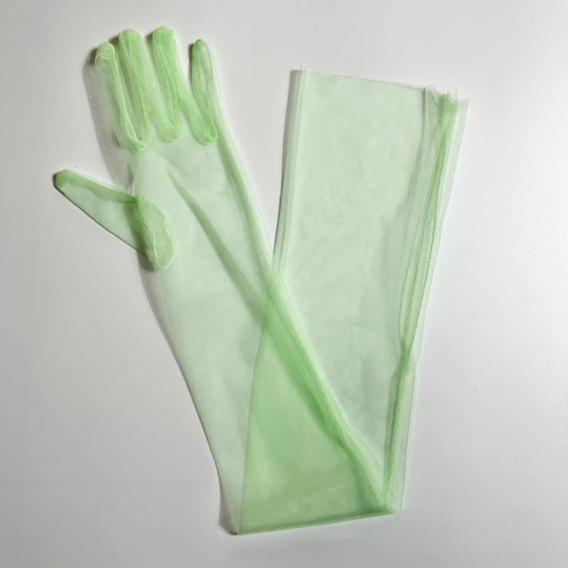 Women's Long Sheer Tulle Bridal Gloves – Elbow Length | Multiple Colors