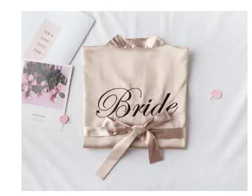 Floral Kimono Bridesmaid Robe | Short Satin Bridal Dressing Gown